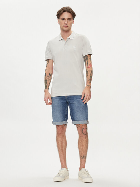 Calvin Klein Jeans Calvin Klein Jeans Тениска с яка и копчета J30J315603 Сив Slim Fit