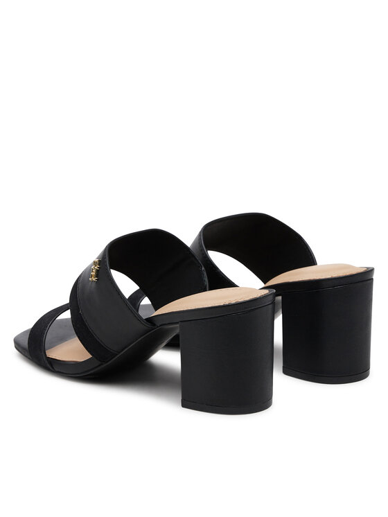 Tommy Hilfiger Tommy Hilfiger Şlapi Leather & Suede Block Heel Mule FW0FW08530 Negru