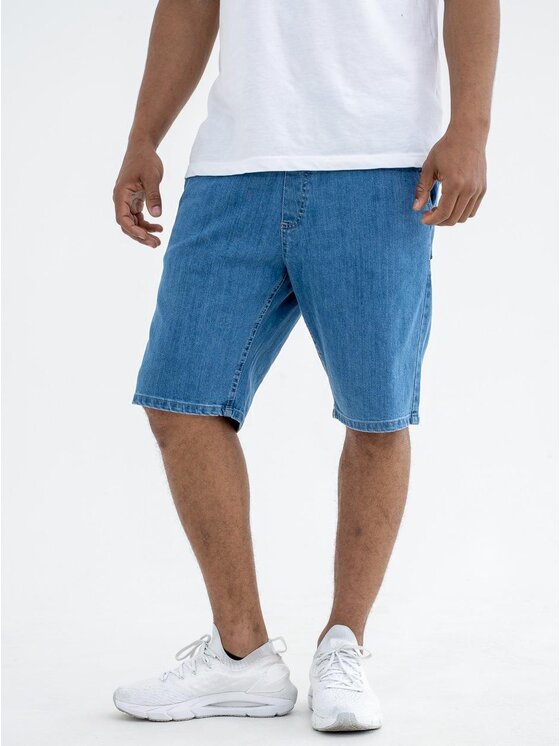 Jigga Wear Jigga Wear Szorty jeansowe Krótkie Spodenki Jeansowe Ze Ściągaczem Męskie Sprane Niebieskie / Złote Jigga Wear Crown Pocket 2XL Niebieski Regular Fit