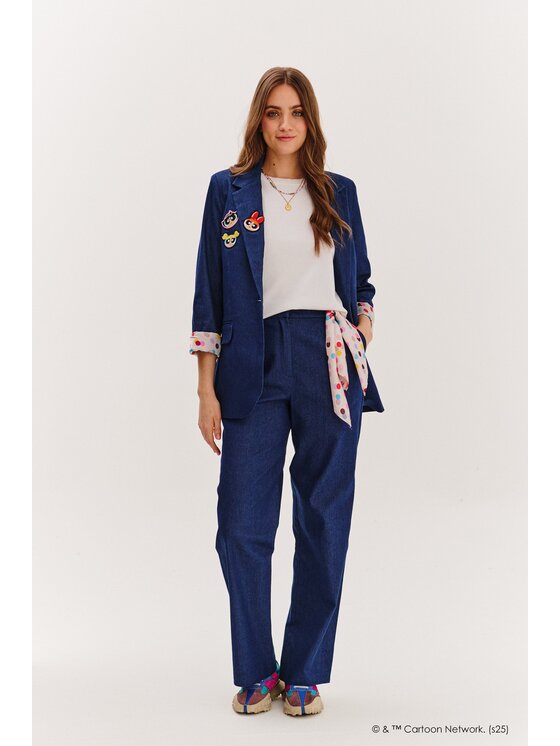 NAOKO NAOKO Jeansy Powerpuff Girls Tmavomodrá Regular Fit