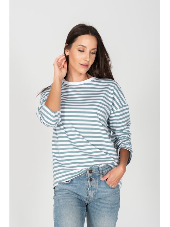 MANDRAGORA MANDRAGORA Bluzka over paski Zielony Oversize