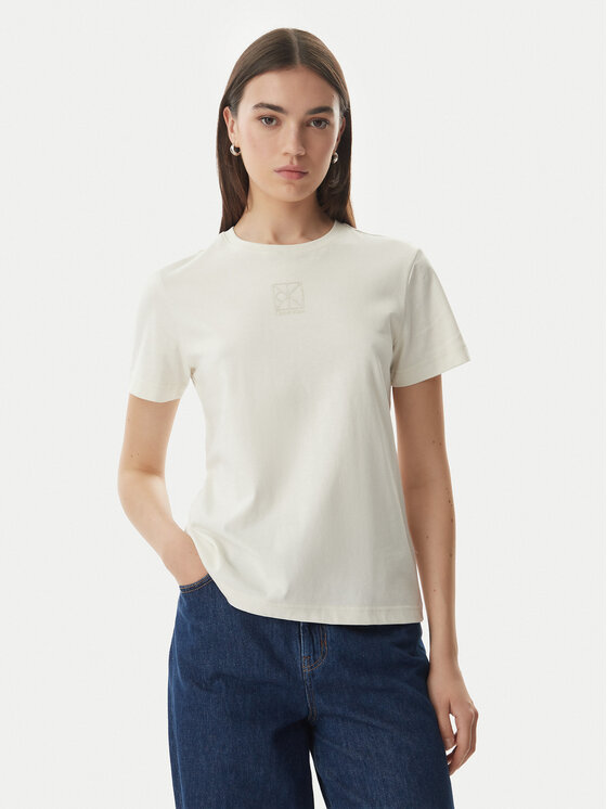 Calvin Klein Jeans Calvin Klein Jeans Тишърт SS 20s LV044G200G Кремав Regular Fit