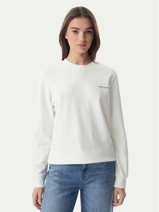 Tommy Jeans Pulóver Ess Logo DW0DW22829 Fehér Regular Fit