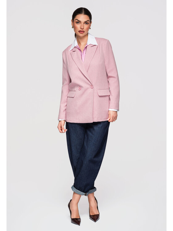 Ombre Ombre Marynarka OW-BLZB-0113 Różowy jasny Slim Fit