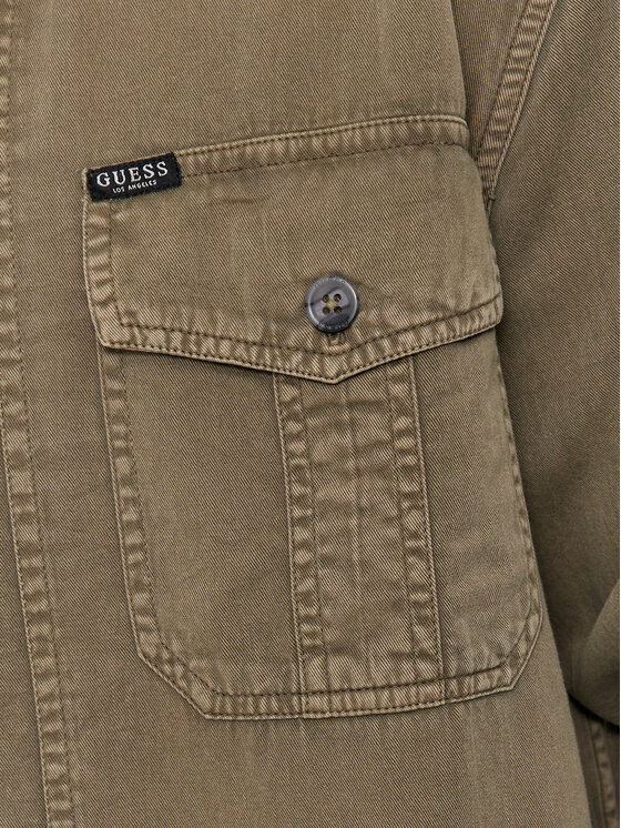 Guess Koszula Ls Collin Washed Ove M4RH06 WFXI0 Khaki Relaxed Fit ...