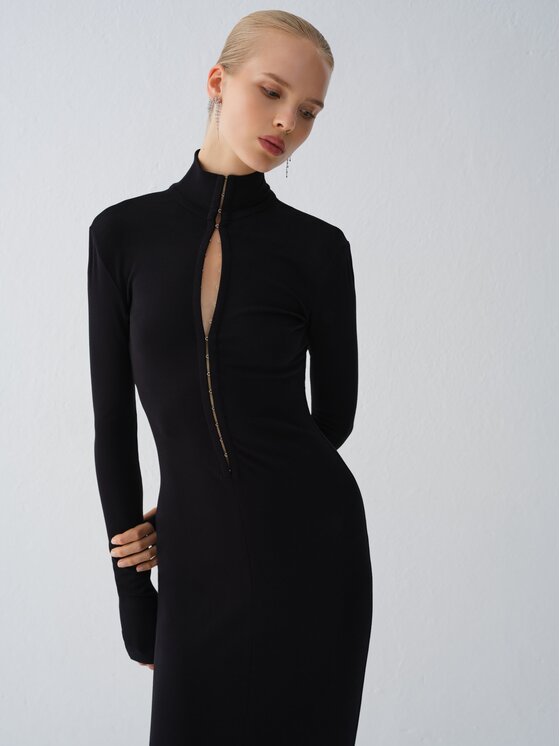 La Mania La Mania Sukienka wieczorowa PETRA Czarny Basic Fit