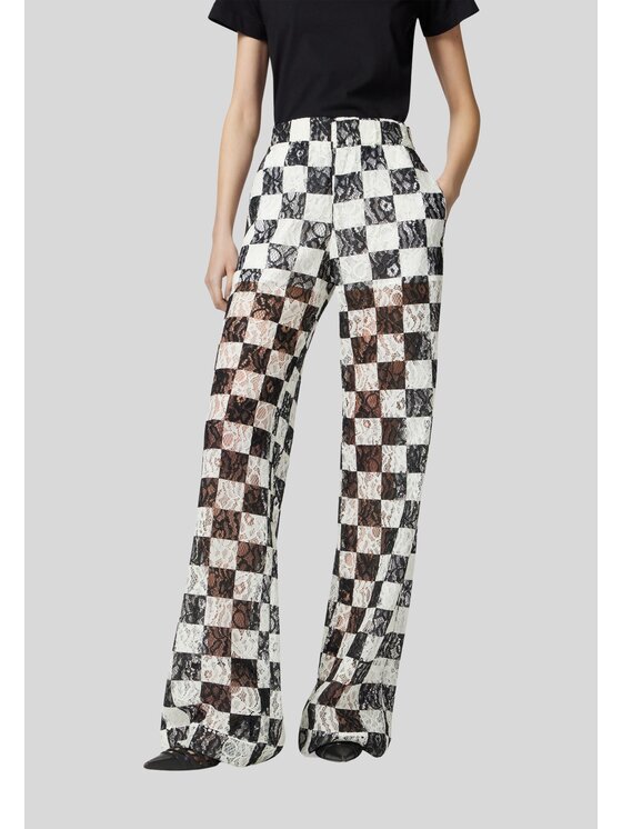 PINKO PINKO Spodnie damskie Percy pantalone pizzo Biały Flared Leg