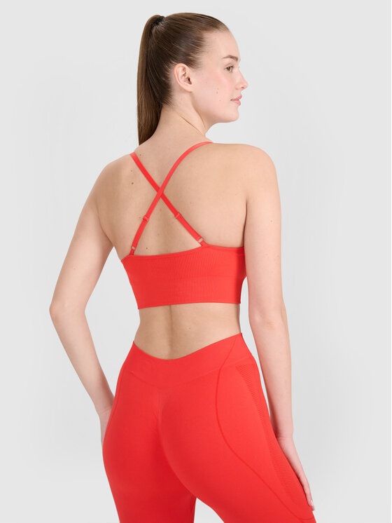 4F 4F Biustonosz sportowy TRAINING SEAMLESS Czerwony