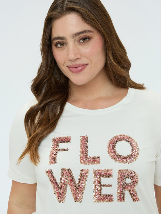 Fiorella Rubino Fiorella Rubino T-Shirt G04FL008914N011 Biały Regular Fit