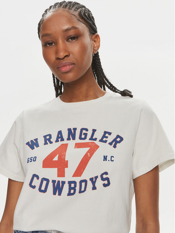 Wrangler Wrangler Тишърт 112350277 Екрю Regular Fit