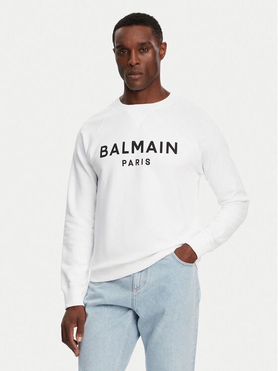Balmain Balmain Mikina DH1JQ005BB65 Bílá Regular Fit