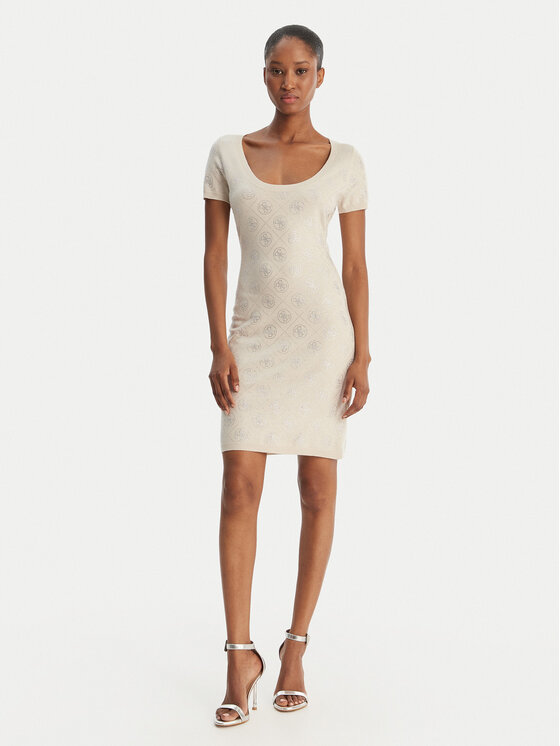 Guess Guess Trikotāžas kleita W6RK92 Z3JD2 Bēšs Regular Fit