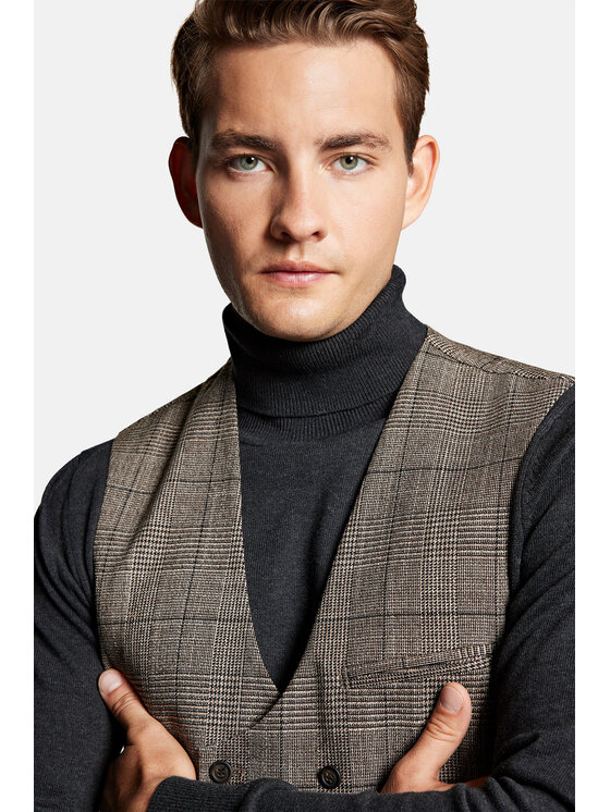Lancerto Lancerto Kamizelka Cropton KA131223000015 Brązowy Slim Fit