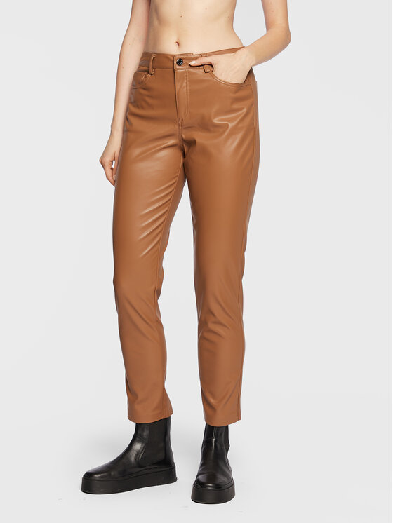 Joseph Ribkoff Pantaloni din imitație de piele 223921 Maro Slim Fit