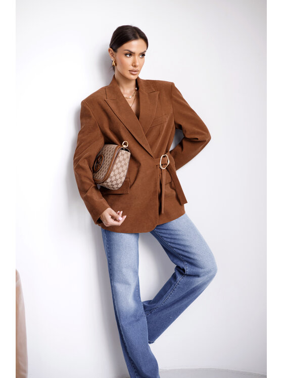 LilaLou LilaLou Marynarka Whisper Brązowy Regular Fit