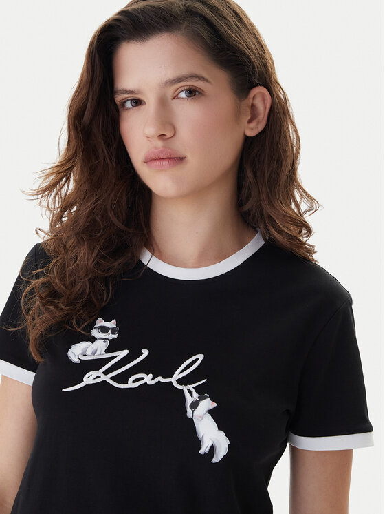 KARL LAGERFELD KARL LAGERFELD Marškinėliai B1W17040 Juoda Slim Fit