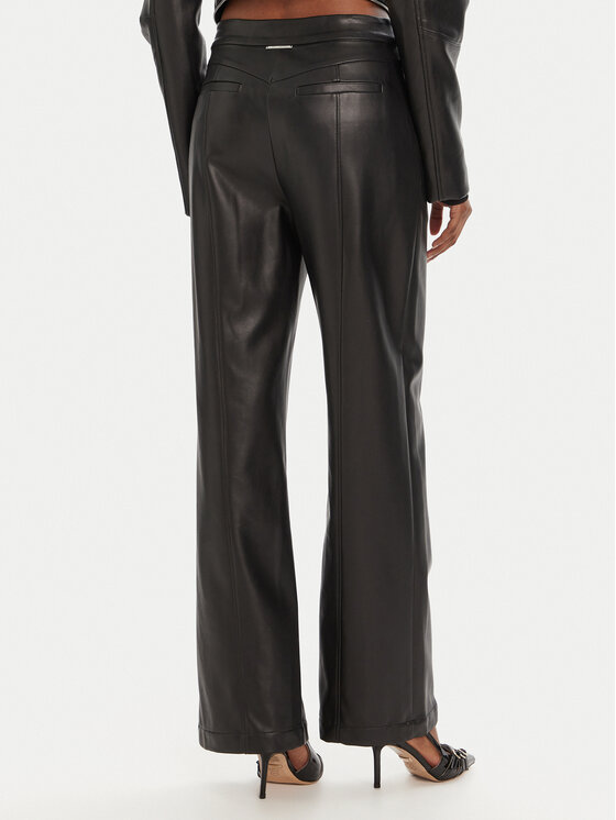KARL LAGERFELD KARL LAGERFELD Nohavice z imitácie kože A3W10091 Čierna Straight Fit