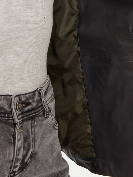 Serge Pariente Serge Pariente Lederjacke Caprice Schwarz Slim Fit