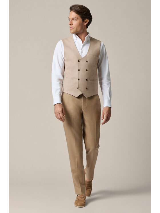Lancerto Lancerto Kamizelka garniturowa Mezzano KA131126000001 Beżowy Slim Fit