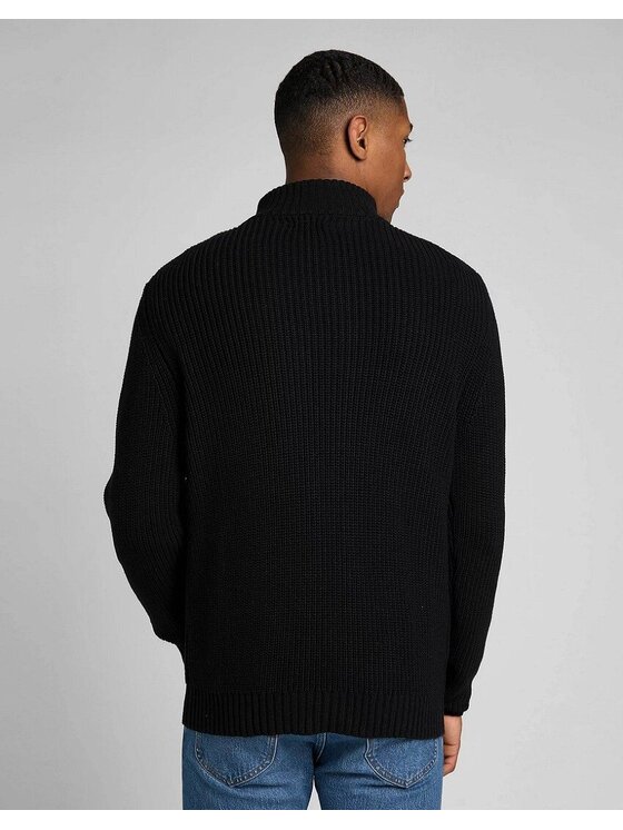 Lee Lee Sweter HALF ZIP KNIT Czarny Regular Fit