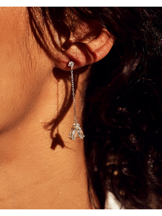 Leis Leis Orecchini Fiore Placcatura in argento rodiato