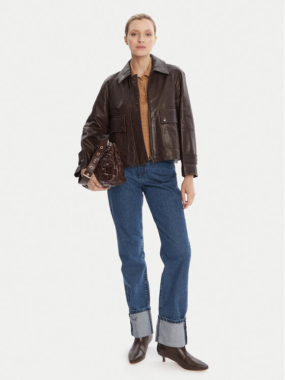 Weekend Max Mara Weekend Max Mara Giacca di pelle Berbice 2525446021 Marrone Regular Fit