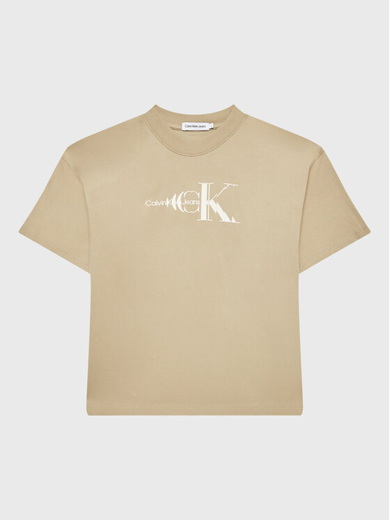 Calvin Klein Jeans T-krekls Natural Dye Monogram IB0IB01532 Bēšs Relaxed Fit