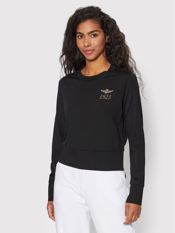 Aeronautica Militare Bluză 221FE1684DF464 Negru Regular Fit