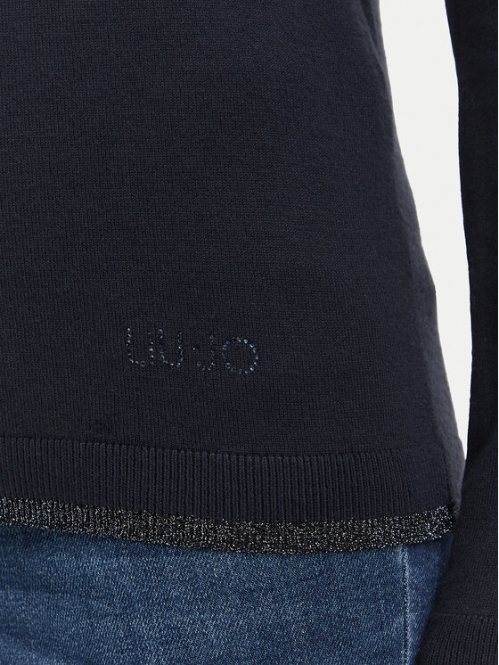 Liu Jo Liu Jo Krekls ar augstu apkakli WF6013 MS49I Tumši zils Slim Fit