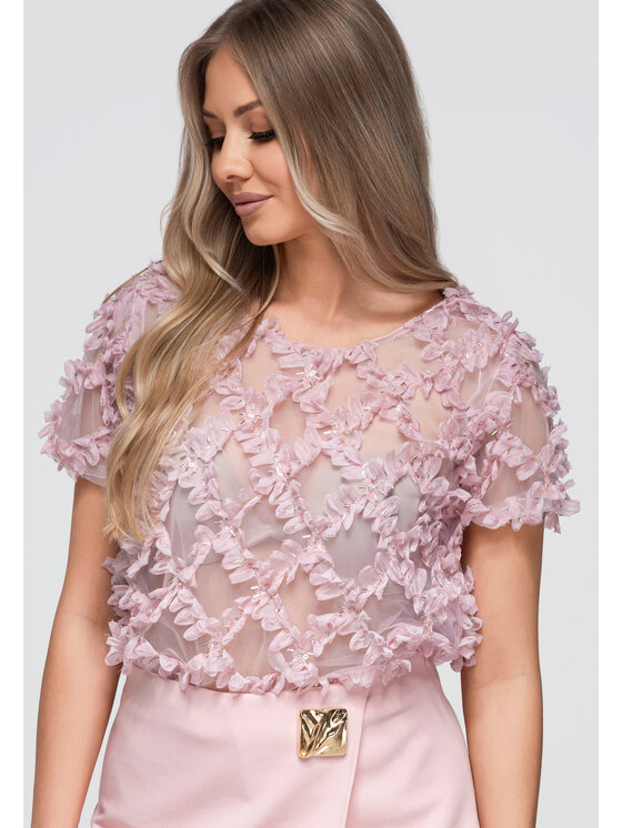 Ombre Ombre Bluzka OW-TS-E0062 Różowy Loose Fit