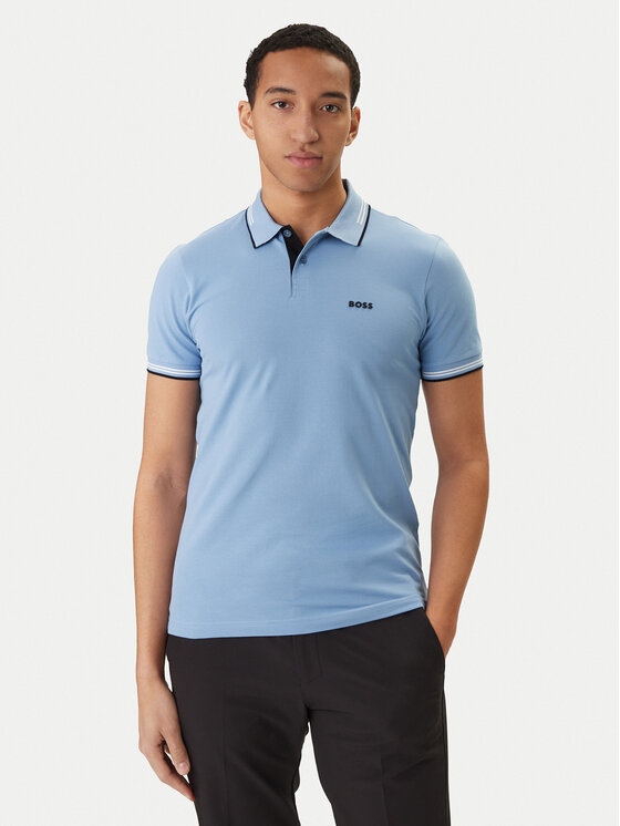 BOSS BOSS Polo majica Paul 50506193 Svetlo modra Slim Fit