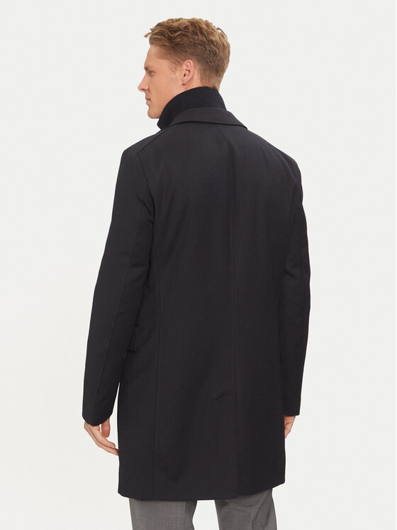 BOSS Boss Gyapjú kabát H-Hyde 50502255 Sötétkék Slim Fit