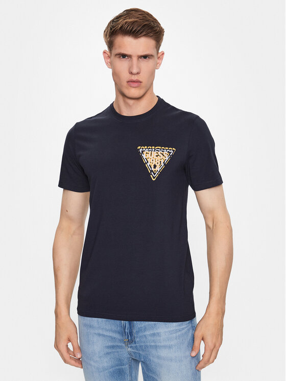 Guess T-shirt M3YI22 J1314 Tamnoplava Slim Fit