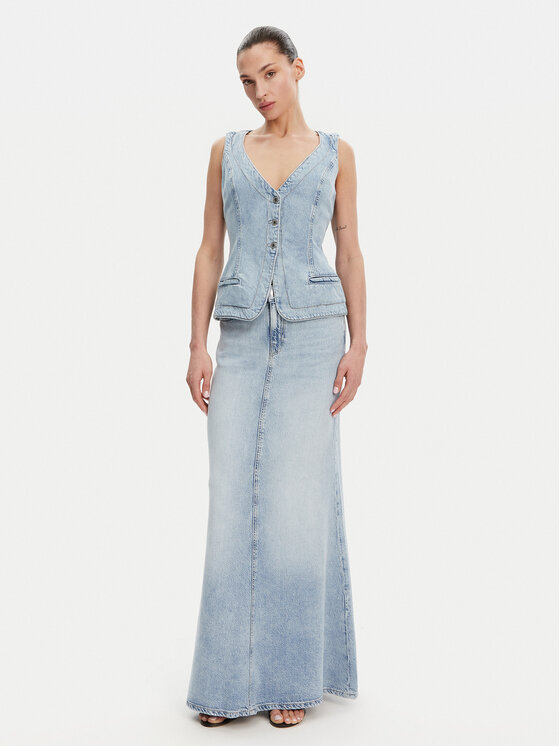 Guess Guess Džínsová sukňa W5GD83 D5B96 Modrá Regular Fit