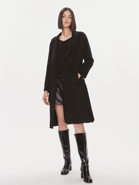 Liu Jo Liu Jo Vlněný kabát MF3242 T4627 Černá Regular Fit