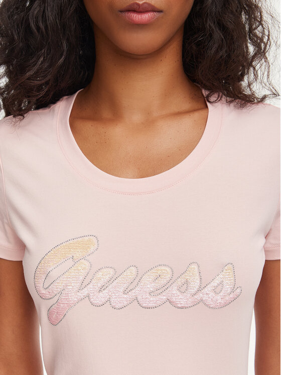 Guess Guess Футболка W6YI56 K5028 Світло-рожевий Slim Fit