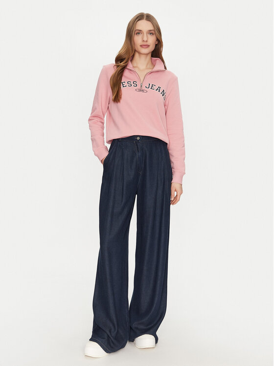 Guess Jeans Guess Jeans Majica dugih rukava W5RQ25 K68I4 Ružičasta Regular Fit