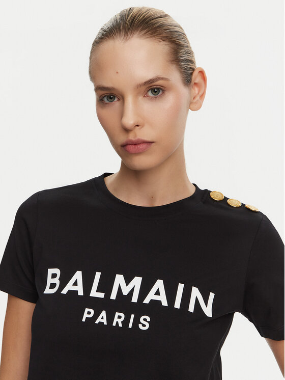 Balmain Balmain T-särk BF1EF005BB02 Must Regular Fit