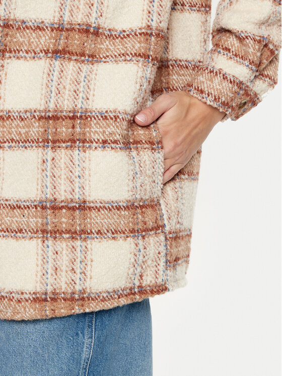 Roxy Roxy Geacă Check The Swell IIII ERJJK03615 Bej Relaxed Fit