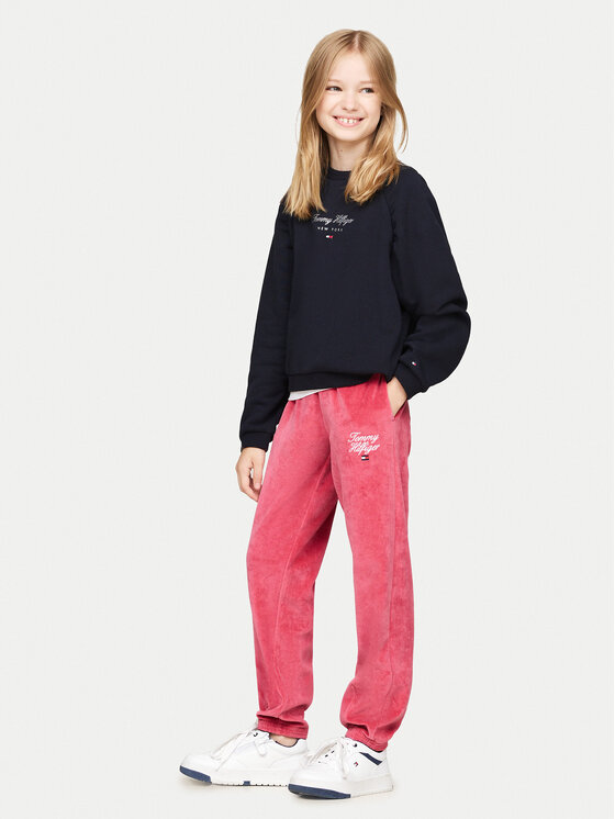 Tommy Hilfiger Tommy Hilfiger Melegítő alsó Script Velour KG0KG08221 Rózsaszín Regular Fit
