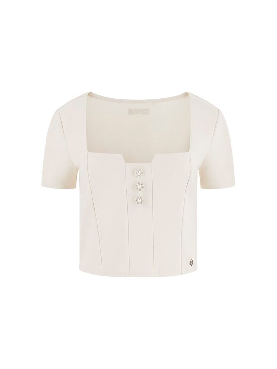 Guess Guess Блузка W6RP08 KCBO2 Écru Classic Fit