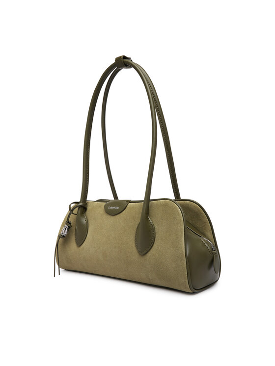 Calvin Klein Calvin Klein Τσάντα Emblem Trio Suede Shoulder Bag LV04F3888G Σκούρο πράσινο