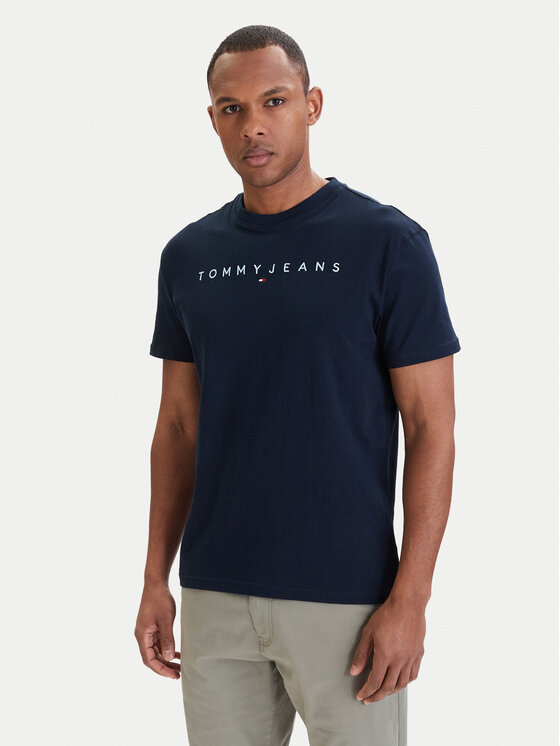 Tommy Jeans Tricou Linear Logo DM0DM20744 Bleumarin Regular Fit