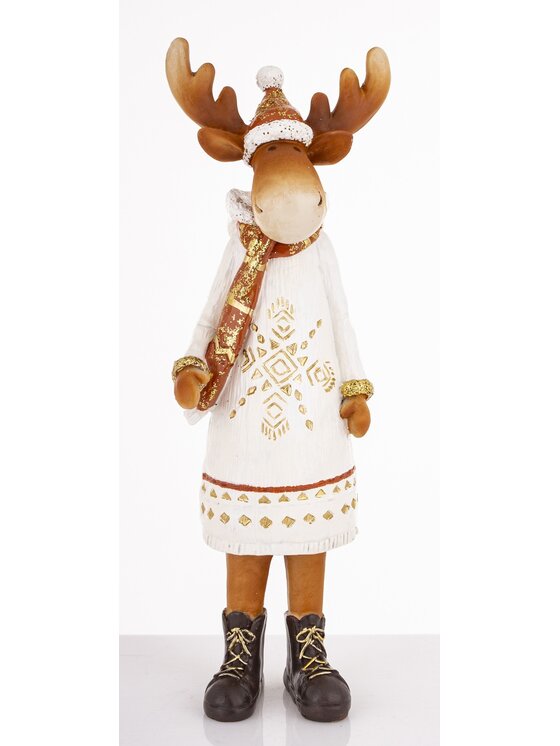MIAhome MIAhome Figurka łoś 33x10x10 cm ALCE w białej sukience Biały