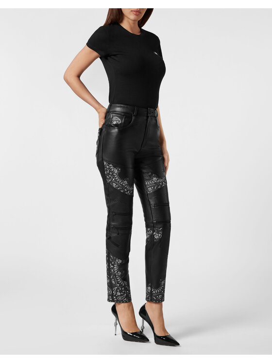 PHILIPP PLEIN PHILIPP PLEIN Spodnie skórzane 8925 Czarny