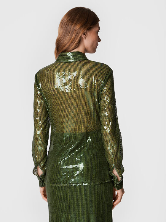 Guess Guess Särk Maya W2BH69 KBDV0 Roheline Slim Fit