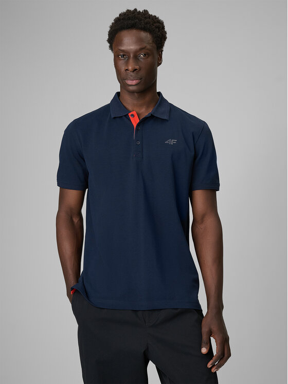 4F 4F Polo ESSENTIAL 3 Granatowy Regular Fit