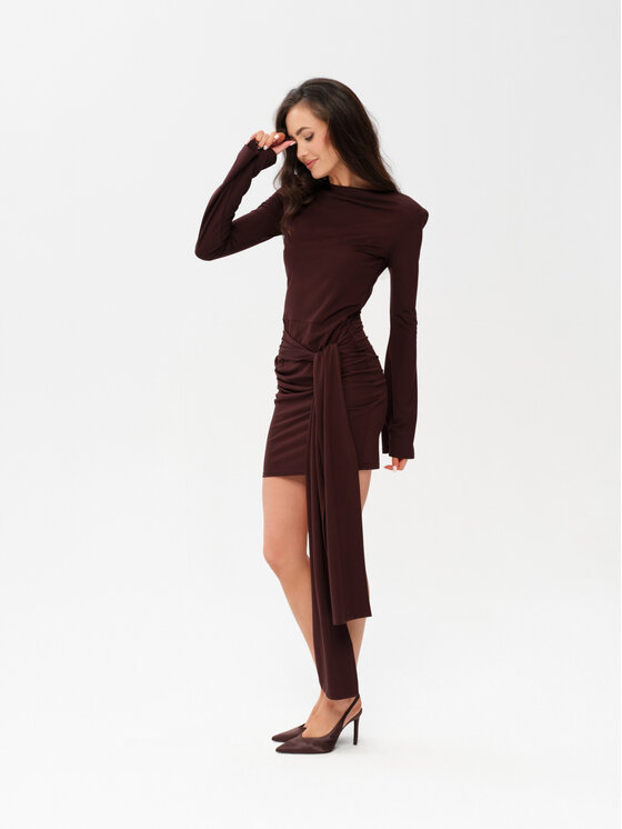 Roco Fashion Roco Fashion Sukienka koktajlowa Nevira Brązowy Slim Fit