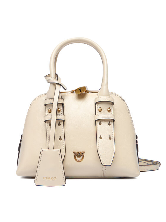 PINKO PINKO Borsetta Bowling Bag Zip Mini AI 25-26 PLTT 105333 A0QO Écru