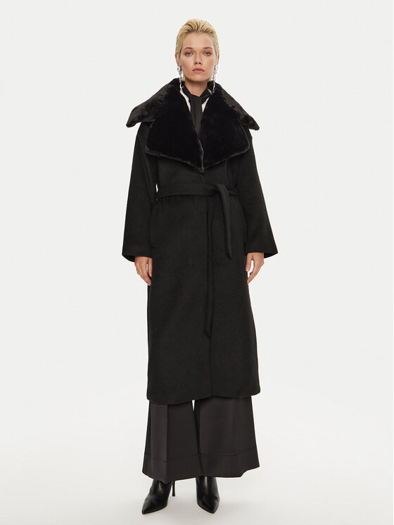 Bruuns Bazaar Bruuns Bazaar Palton de lână Furra BBW4109 Negru Loose Fit